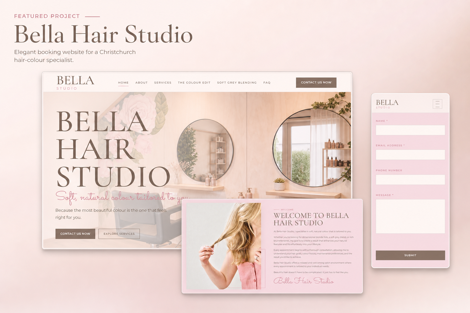 Bella Hair Studio responsive website design impression