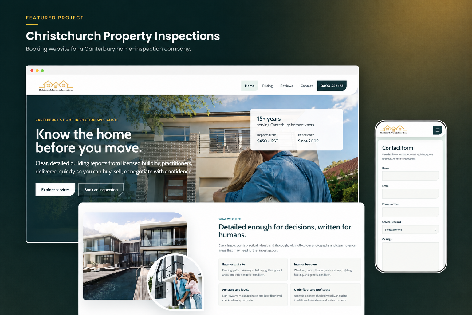 Christchurch Property Inspections responsive website design impression